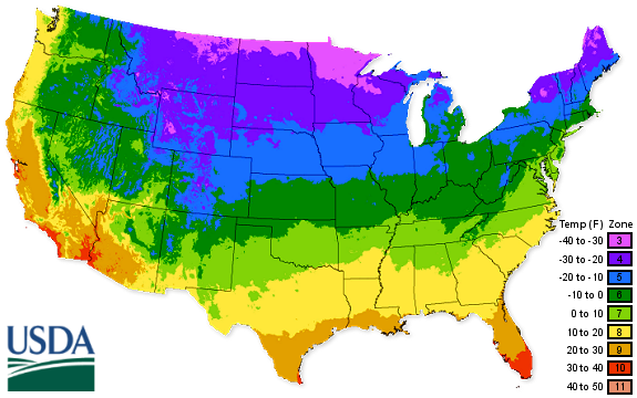 USDA Zones Map